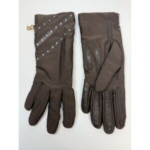 Vintage Grandoe Activizer Nylon Leather Trim Chocolate Brown Gloves One Size